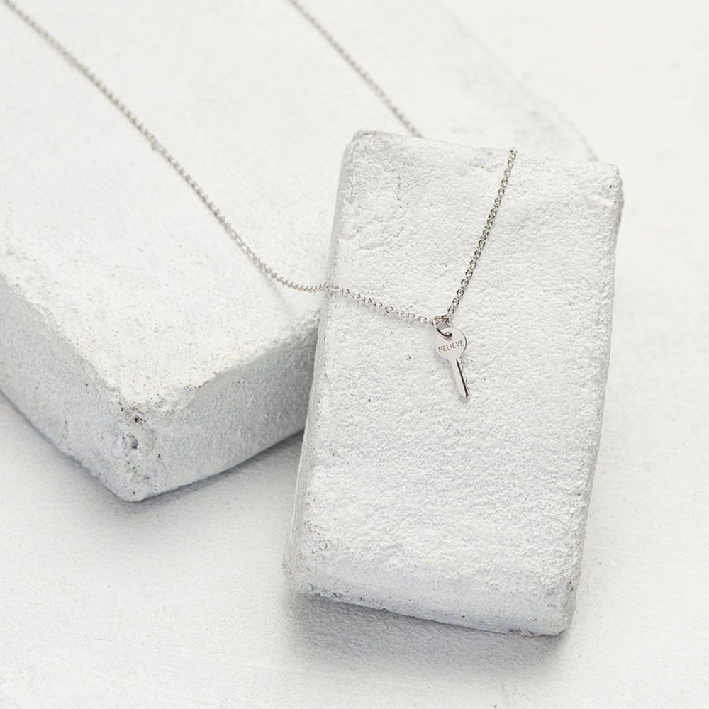 The Giving Keys Believe Silver Mini Key Necklace